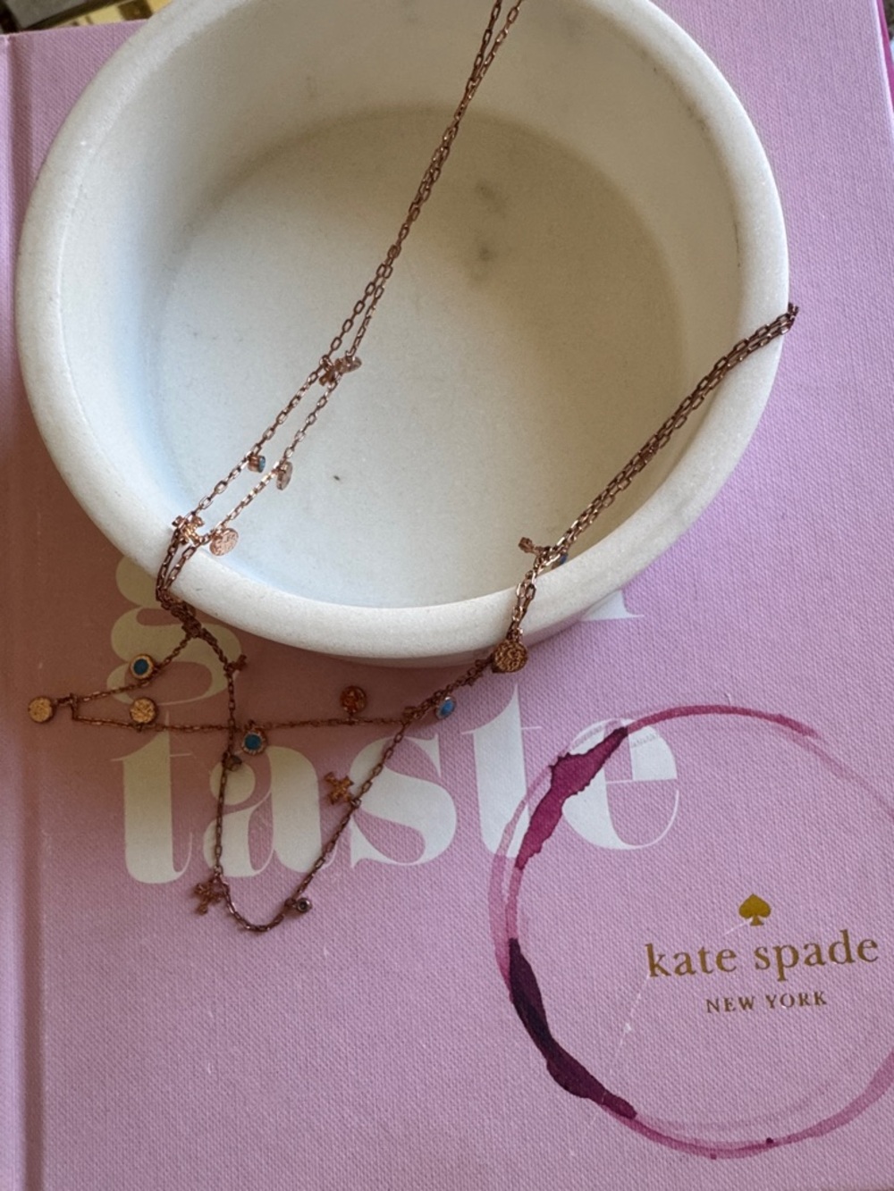 Rose Gold Multi-Charm Necklace with Blue Accents. Two necklaces
Not Kate spade